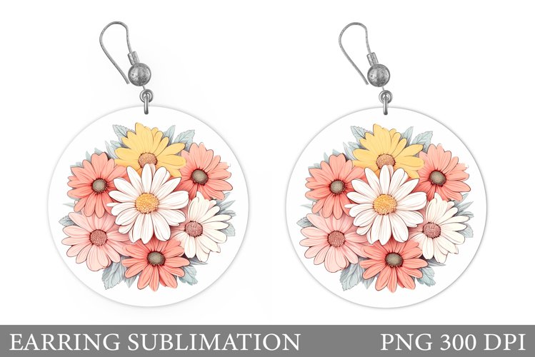 Flowers Round Earring. Daisy Flowers Earring Design