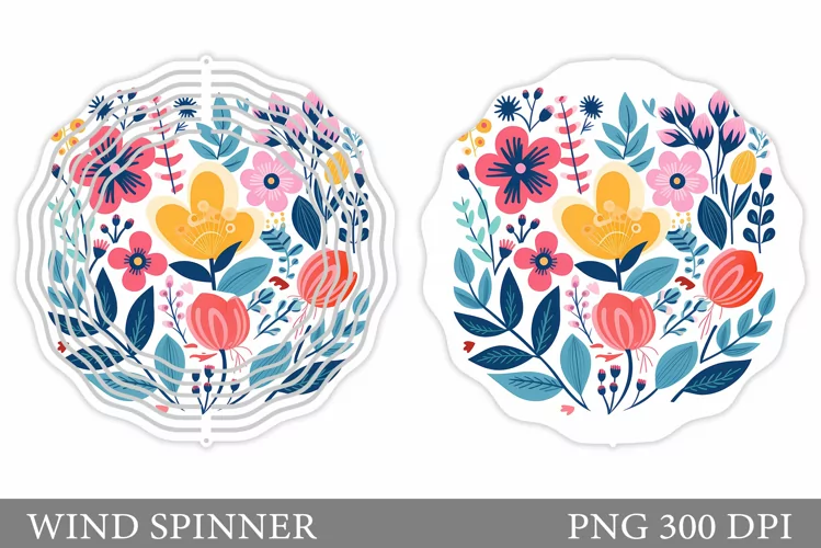 Floral Wind Spinner Sublimation. Flowers Wind Spinner Design