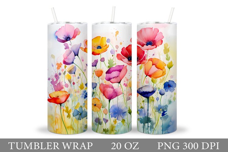 Flowers Tumbler Design. Wildflowers Tumbler Sublimation