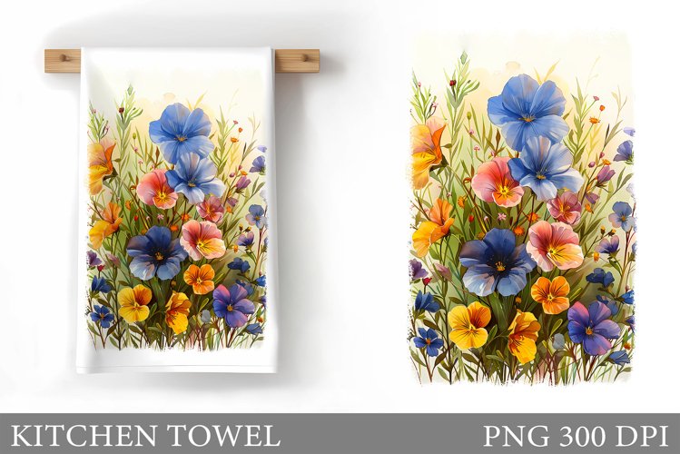 Flowers Kitchen Towel. Flowers Kitchen Towel Design example image 1