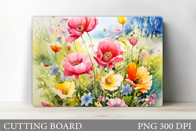 Wildflowers Cutting Board. Flowers Cutting Board Sublimation