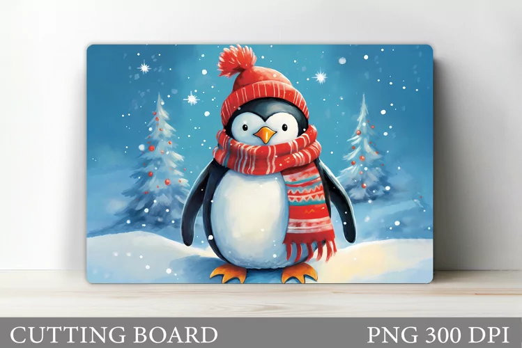 Penguin Cutting Board. Christmas Cutting Board Sublimation
