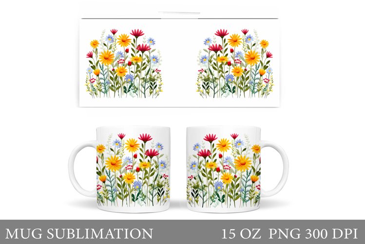Flowers Mug Sublimation. Wildflowers Mug Design example image 1