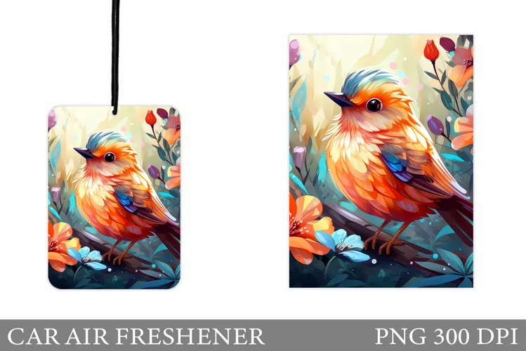 Bird Car Air Freshener. Flowers Car Air Freshener Template