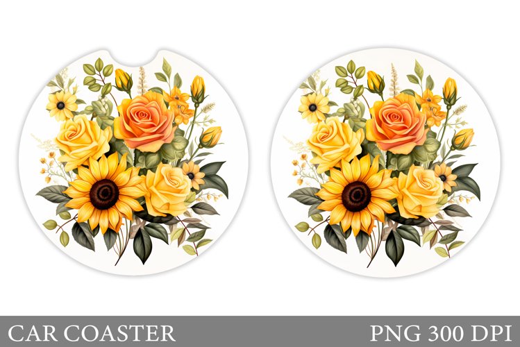 Sunflowers Car Coaster. Sunflowers Car Coaster Design
