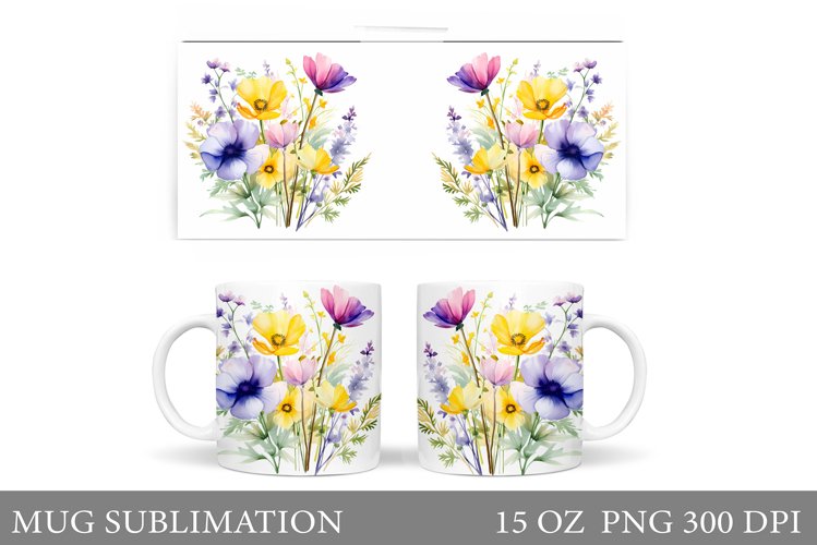 Flowers Mug Wrap Design. Wildflowers Mug (3502795)