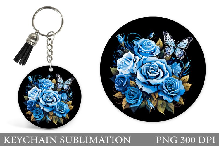 Butterfly Keychain Design. Flowers Keychain Template example image 1