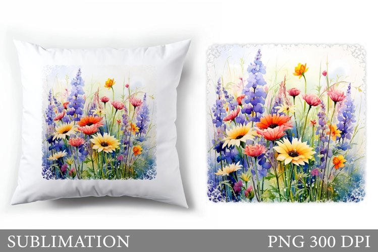 Flowers Pillow Sublimation. Wildflowers Sublimation