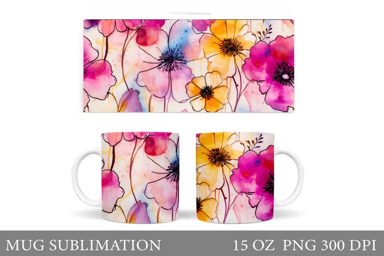 Flowers Mug Wrap Sublimation. Flowers Mug Wrap Design