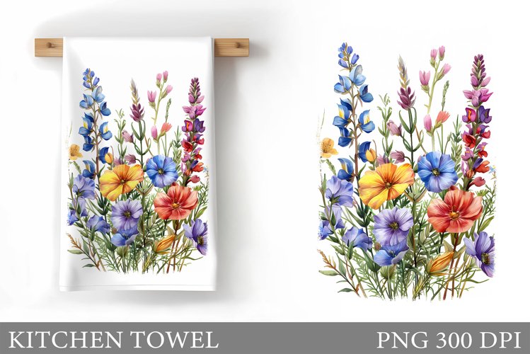 Wildflowers Kitchen Towel. Summer Flowers Kitchen Towel