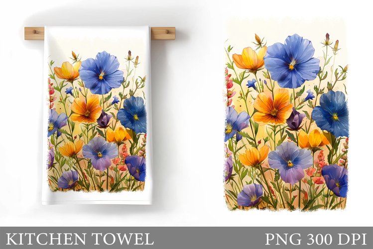Flowers Kitchen Towel. Summer Kitchen Towel Sublimation