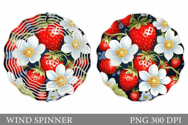 Strawberry Wind Spinner Design. Flowers Wind Spinner