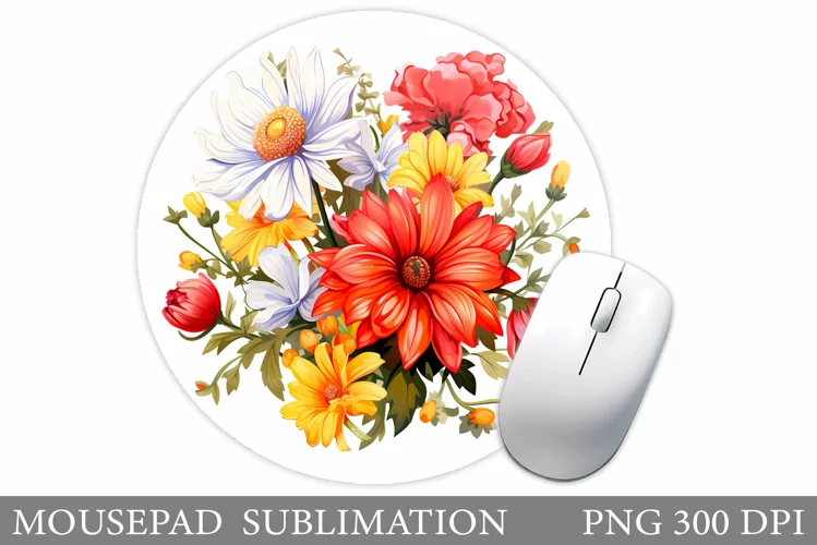 Flowers Mouse Pad Design. Floral Mouse Pad Sublimation