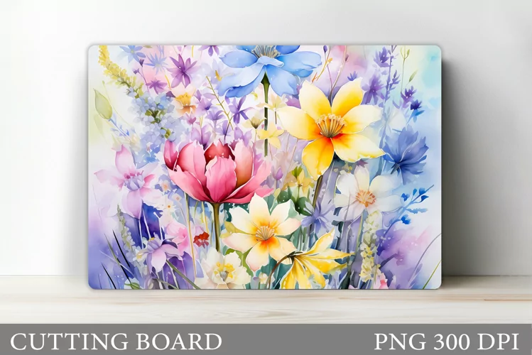 Flowers Cutting Board Sublimation. Wildflowers Cutting Board