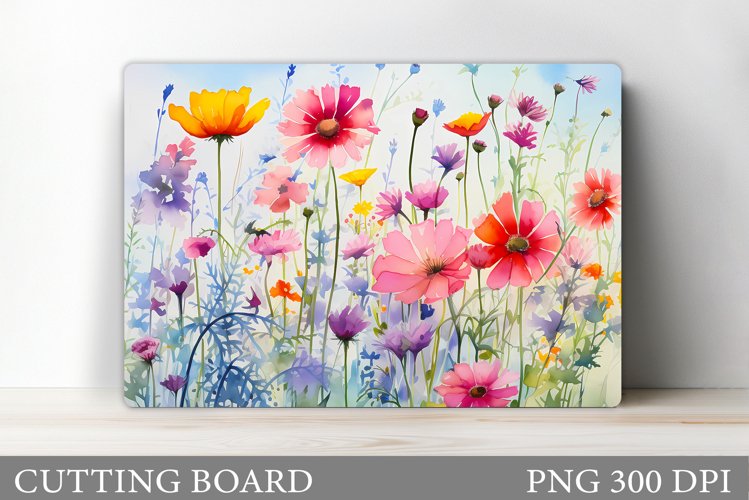Wildflowers Cutting Board. Flowers Cutting Board Sublimation example image 1