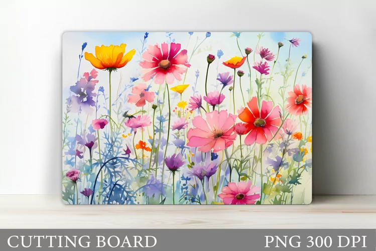Wildflowers Cutting Board. Flowers Cutting Board Sublimation