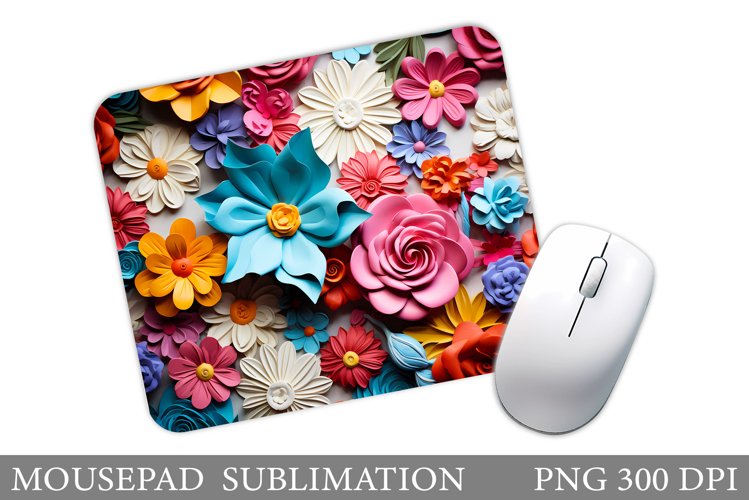 Flowers Mouse Pad Sublimation. 3D Flowers Mouse Pad Design