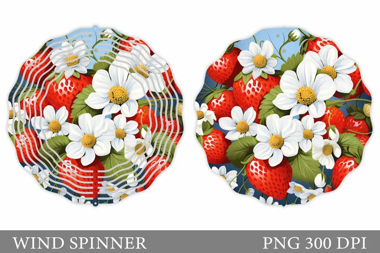 Strawberry Wind Spinner Design. Flowers Wind Spinner