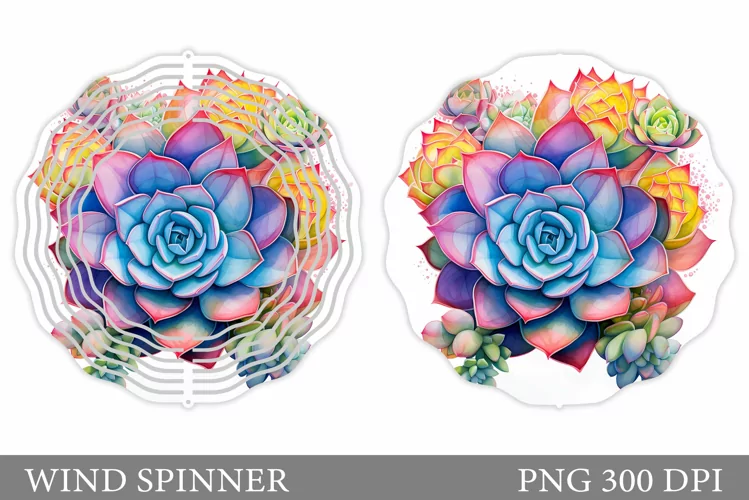 Succulents Wind Spinner Design. Plants Wind Spinner