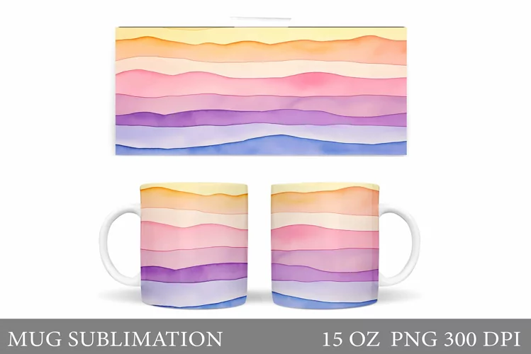 Watercolor Mug Wrap Design. Abstract Mug Sublimation