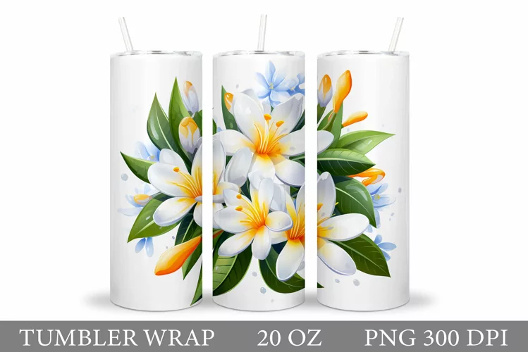 Flowers Tumbler Wrap Design. Sublimation Tumbler Flowers