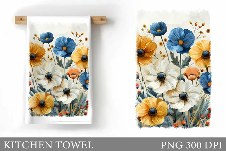 Flowers Kitchen Towel. Flowers Summer Kitchen Towel Design
