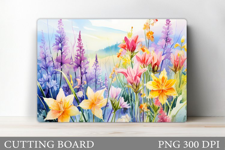 Wildflowers Cutting Board. Watercolor Flowers Cutting Board