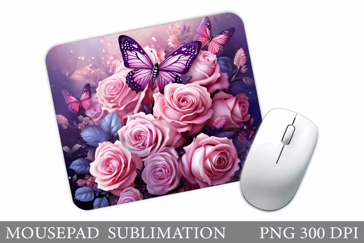 Butterflies Mouse Pad. Flowers Mouse Pad Design