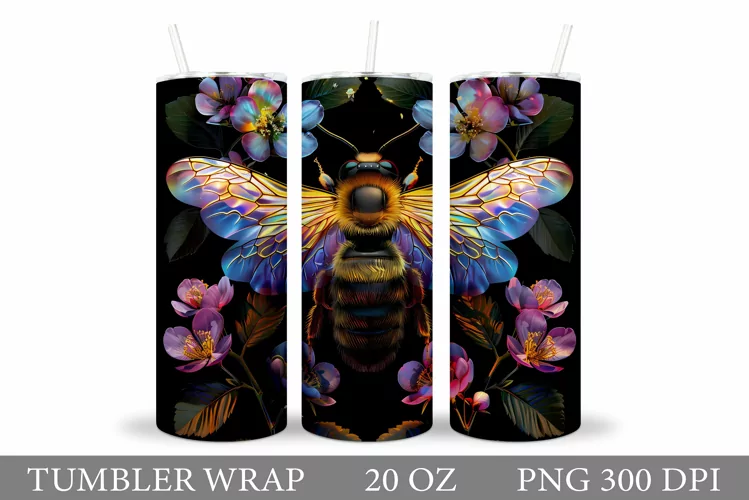 Bee Tumbler Design. Flowers Tumbler Sublimation