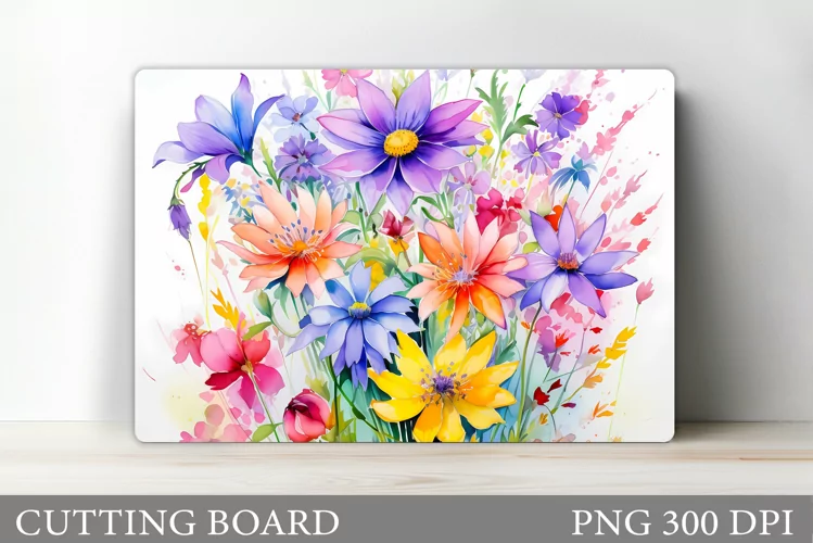 Wildflowers Cutting Board. Flowers Cutting Board Sublimation
