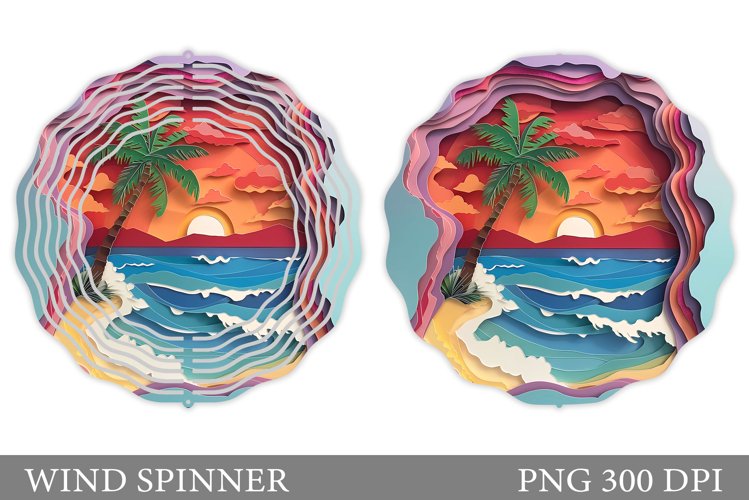 Sea Wind Spinner Sublimation. Sunset Wind Spinner Design example image 1