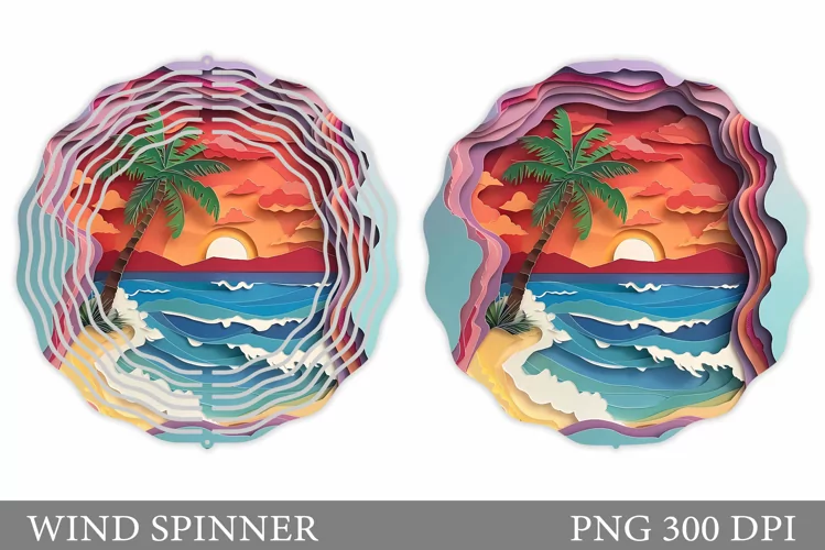 Sea Wind Spinner Sublimation. Sunset Wind Spinner Design