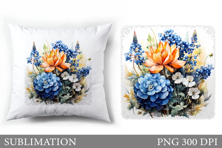 Flowers Sublimation. Flowers Pillow Sublimation example image 1