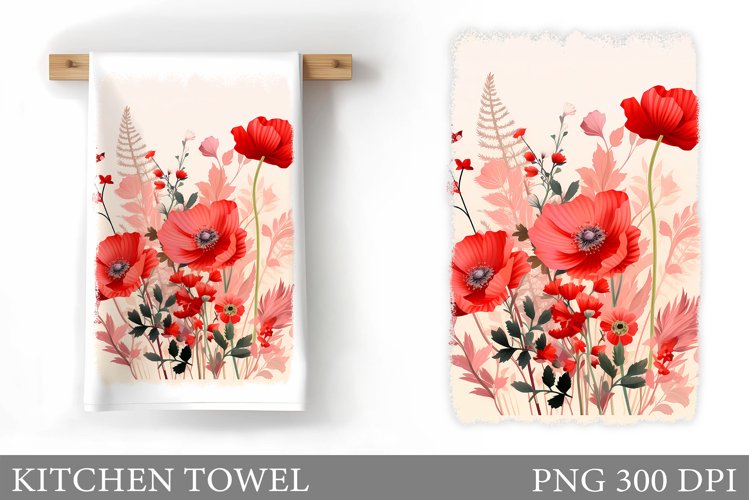 Flowers Kitchen Towel. Wildflowers Kitchen Towel Design example image 1