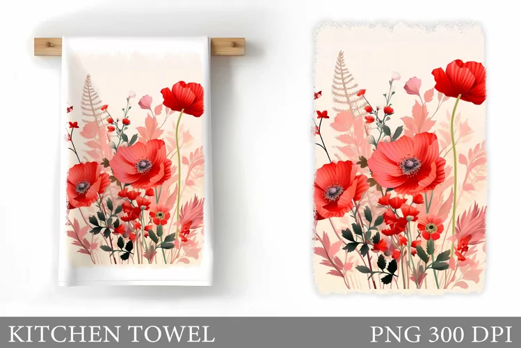 Flowers Kitchen Towel. Wildflowers Kitchen Towel Design