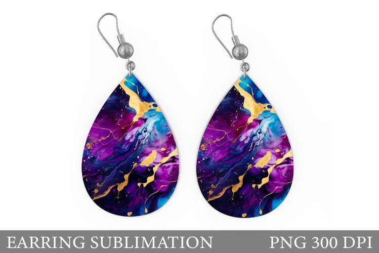 Alcohol Ink Earring Design. Abstract Earring Sublimation