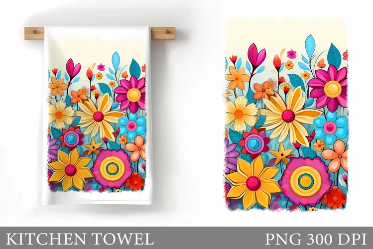Flowers Kitchen Towel. Floral Kitchen Towel Sublimation