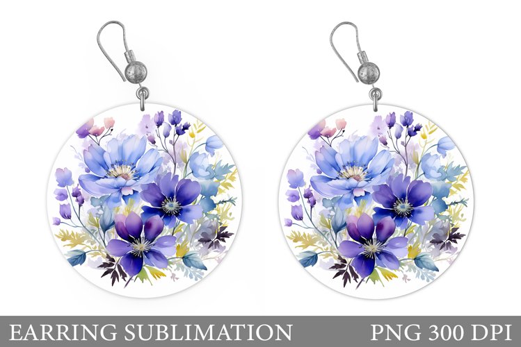 Flowers Earring Sublimation. Flowers Round Earring