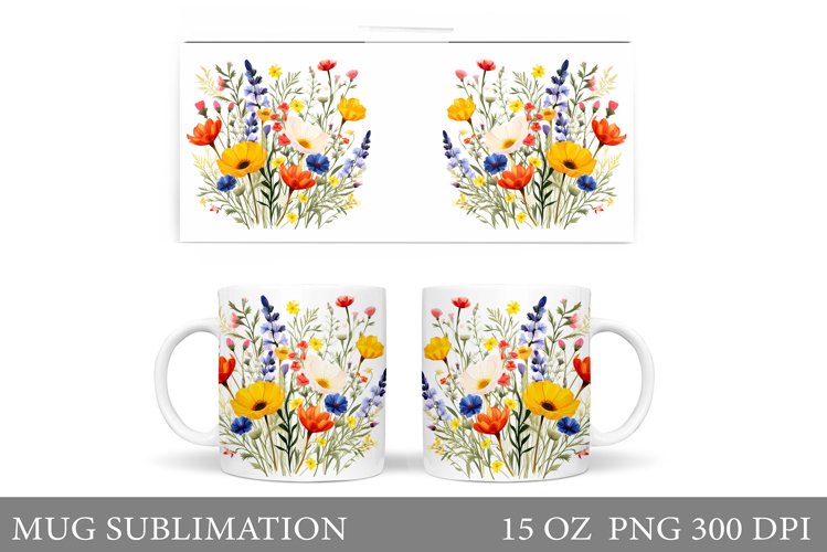 Flowers Mug Sublimation. Wildflowers Mug Design example image 1