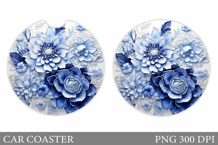 Flowers Car Coaster Sublimation. 3D Flowers Coaster Design