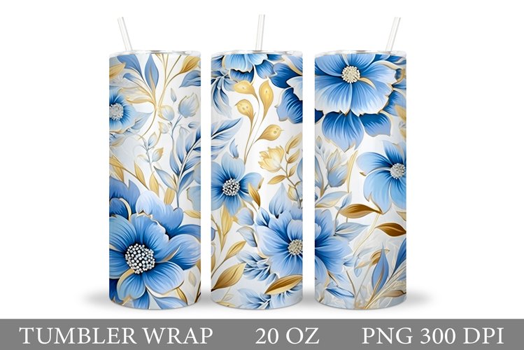 Floral Tumbler Wrap. Flowers Tumbler Sublimation