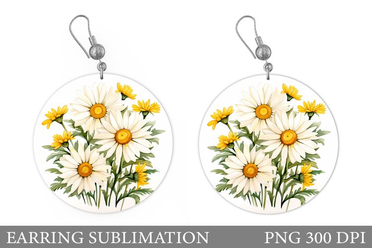 Daisy Flowers Earring Design. Flowers Round Earring