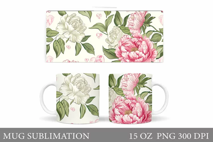 Flowers Mug Wrap Sublimation. Flowers Mug Wrap Design