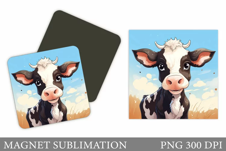 Cute Cow Magnet Design. Flowers Magnet Sublimation