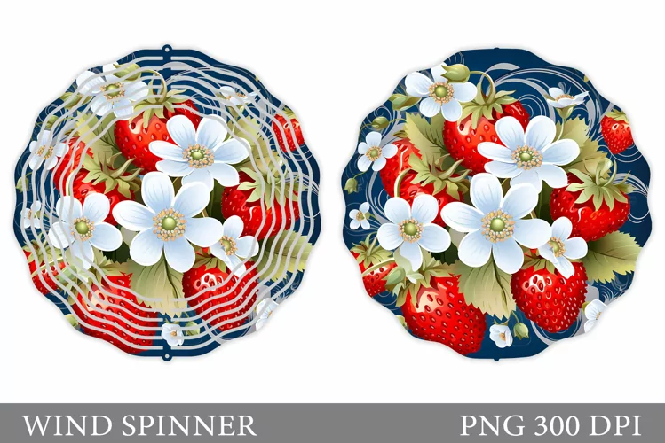 Strawberry Wind Spinner. Flowers Wind Spinner Sublimation