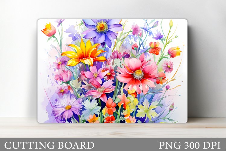Flowers Cutting Board Sublimation. Wildflowers Cutting Board example image 1