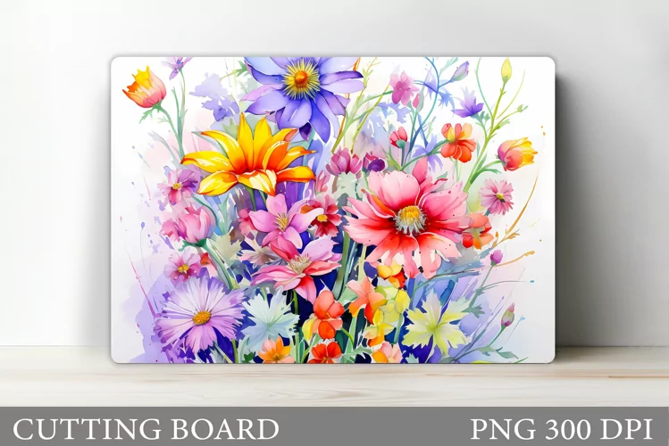 Flowers Cutting Board Sublimation. Wildflowers Cutting Board