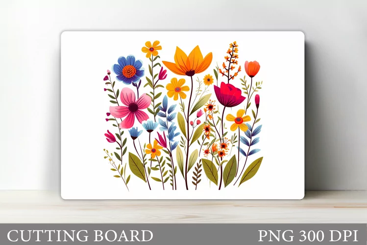 Wildflowers Cutting Board. Flowers Cutting Board Sublimation