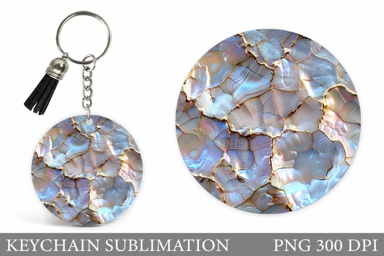 Seashell Keychain. Texture Keychain Sublimation