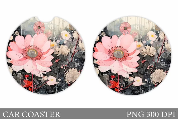 Flowers Car Coaster Design. Flowers Coaster Sublimation